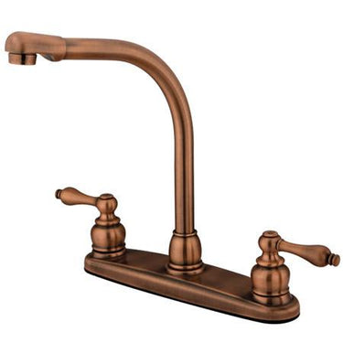 Kingston Brass Victorian High Arch Kitchen Faucet with Lever Handles, Antique Copper Kitchen Faucet Kingston Brass